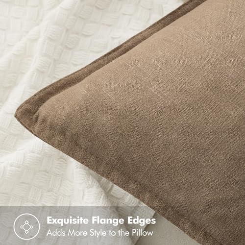 MIULEE Neutral Navy Linen Pillow Covers Pack of 4 Decorative Natural Throw Pillow Covers Soft Accent Boho Farmhouse Couch Pillowcases Coastal Home Decor for Living Room Bed Sofa 18x18 Inch