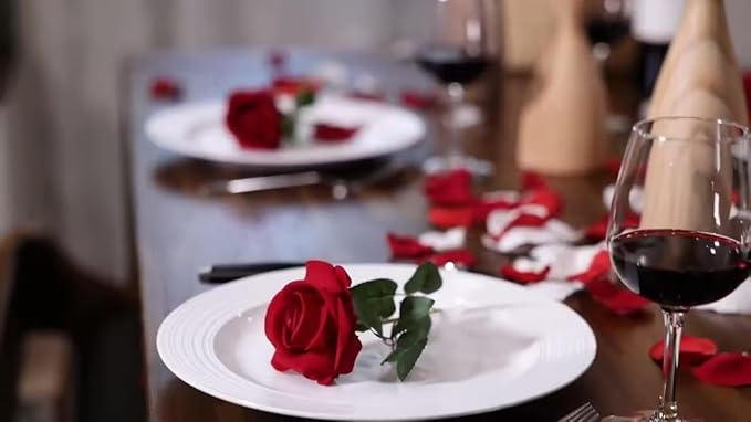 Rowfad 60 Pcs Artificial Roses Bulk Velvet Silk Roses Red Rose Flowers for Wedding Centerpieces Bridal Bouquet Mohter's Day Valentine's Day Christmas Home Decor (60, Red)