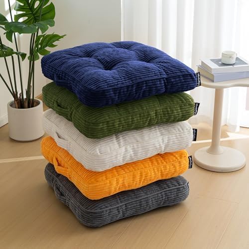 HIGOGOGO Floor Pillow Cushion for Adults, Meditation Cushion Pillow, Large Square Floor Sitting, Tufted Corduroy Cover, for Tatami Living Room or Yoga, 2Pack, Dark Green