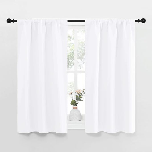 NICETOWN White Curtains for Kitchen Window, Home Decoration Light Filtering Curtains & Drapes for Small Window (34 in x 45 in (W x L), 1 Pair)