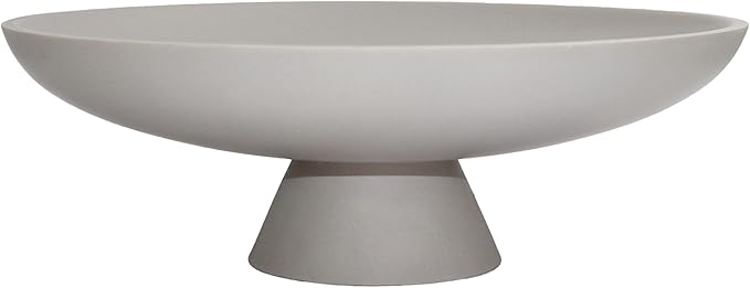 LIN CHUAN Large Decorative Bowl, Modern Resin Pedestal Bowl for Home Decor, Stylish Fruit Bowl for Kitchen Counter, Chic Key Holder for Entry Table, Grey