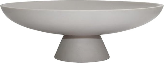 LIN CHUAN Large Decorative Bowl, Modern Resin Pedestal Bowl for Home Decor, Stylish Fruit Bowl for Kitchen Counter, Chic Key Holder for Entry Table, Grey