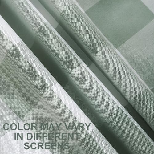 CARRIE HOME Farmhouse Sage Green Plaid Pillow Covers 18x18 Set of 2 Neutral Throw Pillows Light Green Outdoor Indoor Checkered Decorative Pillow Covers 18 x 18 for Couch Porch and Patio, Grey Green