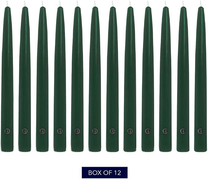 Colonial Candle Unscented Taper Candle, Handipt Collection, Evergreen, 6 in, Pack of 12 - Up to 4 Hours Burn