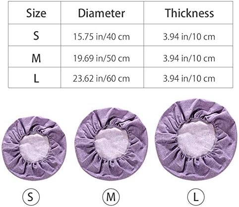 Round Floor Pillow Cover Tatami Floor Cushion Cover Straw Japanese Futon Cover Meditation Seating Ottoman Throw Protector for Living Room Indoor Outdoor Violet,15.75 inches