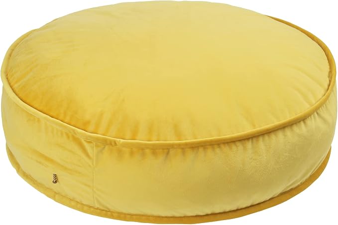 Velvet Floor Pillows Round Chair Cushion Couch Throw Pillow Soft Pouf Seat Mattress Bean Bag for Reading Nook Play Room (25.6IN, Yellow)
