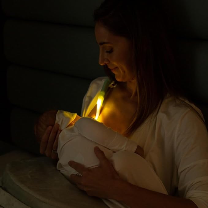 – Wearable Baby Night Light for Breastfeeding & Bottle Feeding | Dimmable Amber Glow | Melatonin-Friendly | Glow-in-The-Dark for Easy Locating | Silicone Tip Aids Latch Adjustments