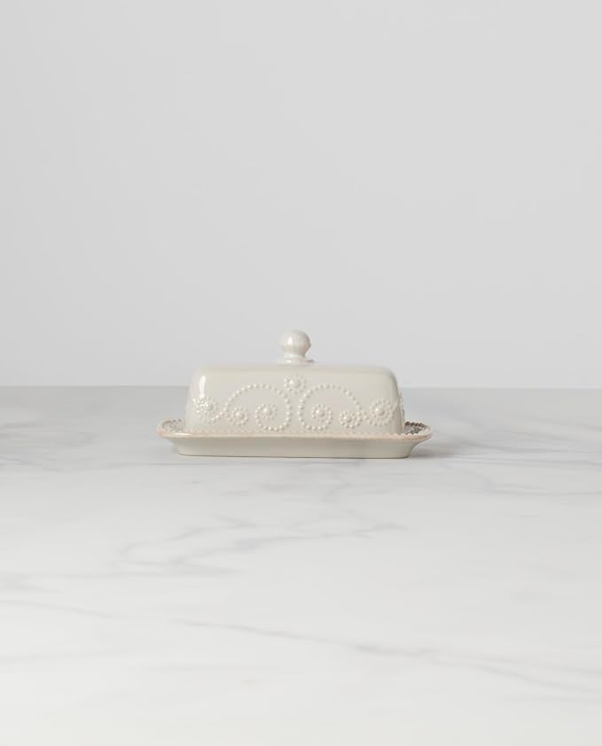 Lenox French Perle Covered Butter Dish, White -