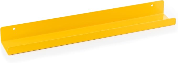 Vinyl Record Shelf - A Metal Display Shelf - Wall Mount Now-Playing Vinyl Shelves - an Album Record Holder That Doubles as a Picture Ledge - Fits All Records (Yellow)