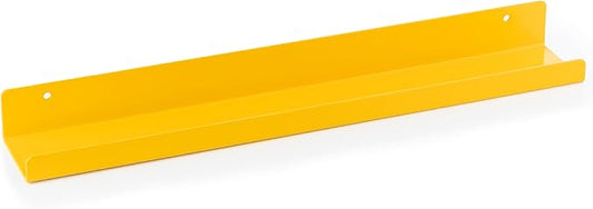 Vinyl Record Shelf - A Metal Display Shelf - Wall Mount Now-Playing Vinyl Shelves - an Album Record Holder That Doubles as a Picture Ledge - Fits All Records (Yellow)