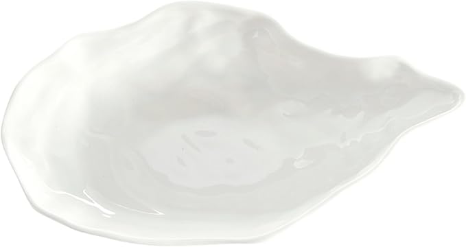 Santa Barbara Design Studios Serving Bowls - Ceramic Oyster-Shaped Bowl, Large 11" x 6.5", Gloss White