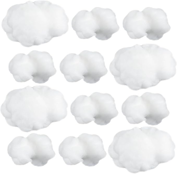 Jetec 12 Pieces Artificial Cloud Props Imitation 3D Cloud Shape Hanging Decorations Room DIY Decorative Hanging Ornament for Wedding Party Stage Show Decor (Small and Medium Size)