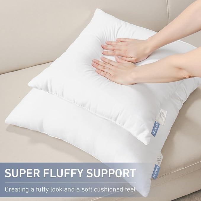 Leeden 12x20 Pillow Inserts Pack of 2, Fluffy Lumbar Throw Pillow Inserts, Soft Rectangle Decorative Throw Pillows for Couch, Sofa, Bed, and Home Decor White Pillows