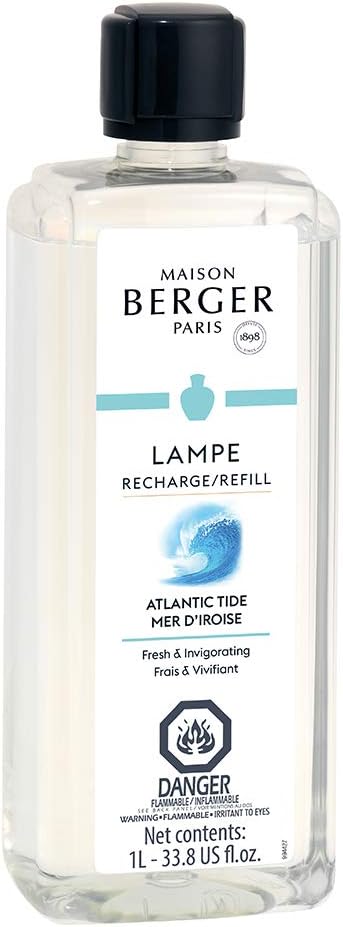 Maison Berger Atlantic Tide Lampe Berger Refill, 1 Liter (33.8 fl oz), 2-in-1 Catalytic System, Neutralizes Odors and Diffuses Fragrance, Sage, Siberian Pine, Sea Spray, Made in France