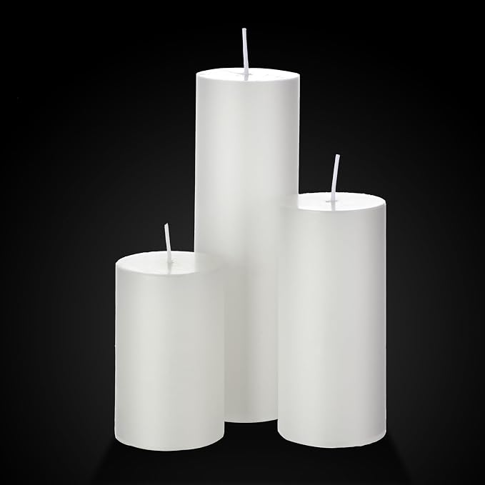 Shihanee Set of 6 Pillar Candles with Glass Cylinder Vases Clear Cylinder Hurricane Candleholders for Slim Tall Pillar Candles Wedding Table Centerpieces(3.4'' X 7", 9.8", 11.8",White)