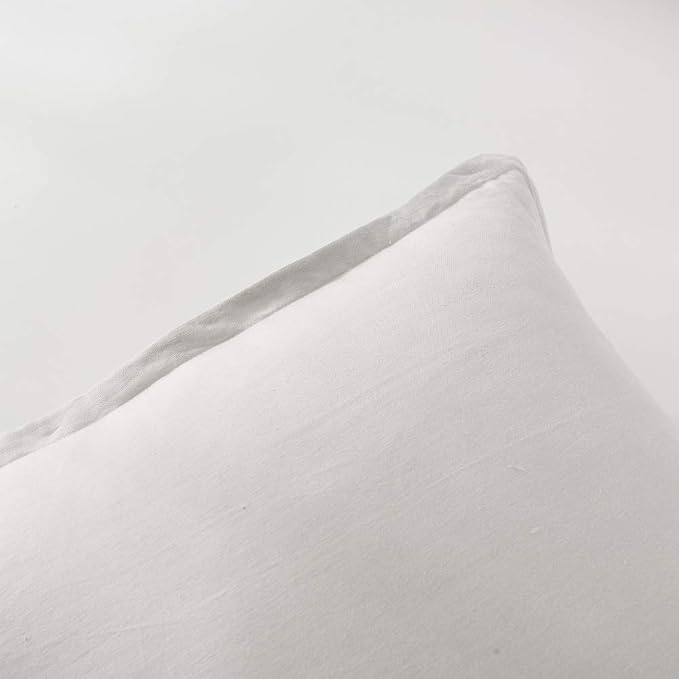 meadow park Stone Washed French Linen European Pillow Shams, Set of 2 Pieces, 26 inches x 26 inches Square Euro Sham, Super Soft, 1 inches Flange, Silver Grey Color