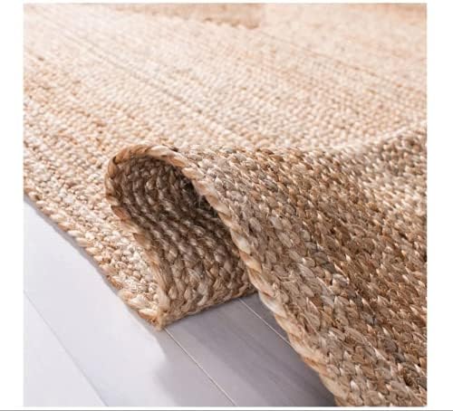 Hand Woven Jute Rug 5x8 Feet Rectangle - Handcrafted Braided Design, Indoor & Outdoor Reversible Natural Fiber Rug - Rustic Farmhouse Carpet for Living Room, Hallway, Bedroom (Natural, 5'x8')