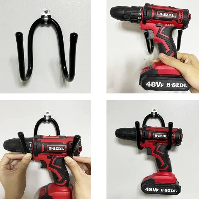 AUXPhome Power Tool Organizer - Wall Mount Garage Storage Rack, Hanger Hooks for Drills, Cables, Accessories & Tool Box - Holds 4 Drills