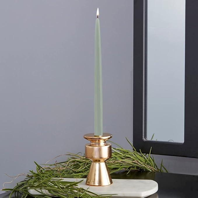 Root Candles 12-Count Unscented Taper Candles Smooth Hand-Dipped Dripless Beeswax Enhanced Boxed Candle Set, 12-Inch, Sage Green