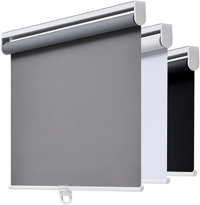 Cordless Roller Shades Blackout Blinds for Windows Room Darkening Rolled Up Shades with Spring System, UV Protection Window Shades Door Blinds for Home and Office (76" W x 72" H, Grey)