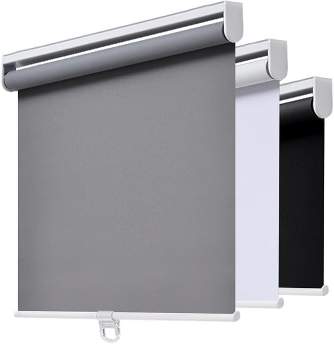 AOSKY Cordless Roller Shades Blackout Blinds for Windows Room Darkening Rolled Up Shades with Spring System, UV Protection Window Shades Door Blinds for Home and Office (65" W x 72" H, Grey)