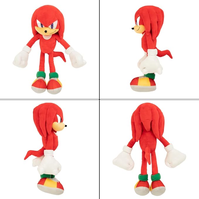 Sonic The Hedgehog Anime Knuckles The Echidna Kids Plush Cuddly Cuddle Pillow, Super Soft & Cozy, 18.50" Tall, (Officially Licensed Product) by Franco