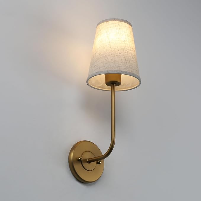 Pathson Rechargeable Battery Operated Wall Sconces Set of 2, Wireless Dimmable Wall Vanity Lights, Linen Fabric Shades, Remote Control Wall Lighting for Bedroom Living Room Includes Bulbs