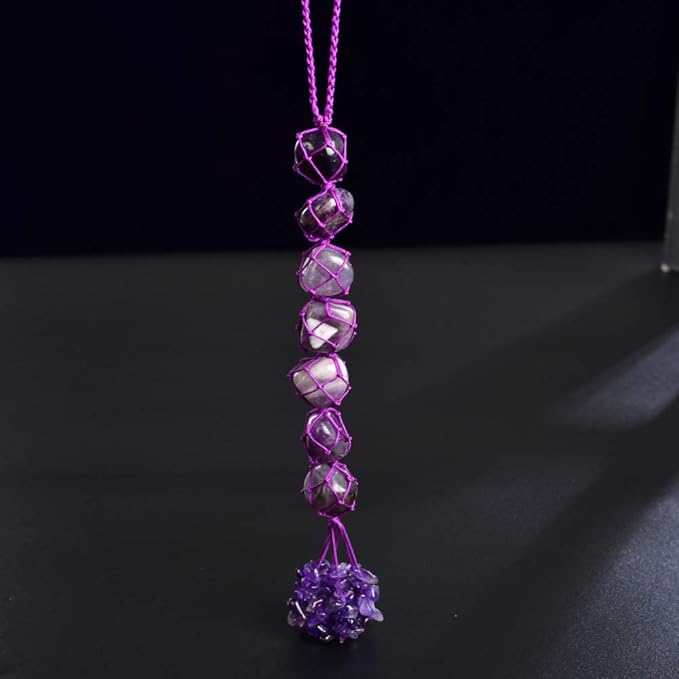 Healing Crystals Home Interior Decoration Car Hanging Ornaments Good Luck Home Window Decoration for Reiki Healing Good Luck Feng Shui (Amethyst)