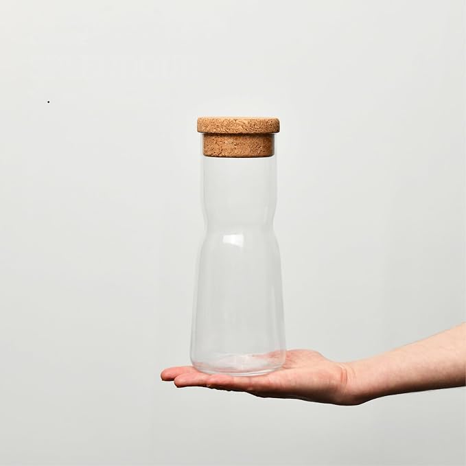 Krosno Glass Water Carafe With Natural Cork Stopper, 33.8 oz, Splendour Collection, Water and Juice, Birthday, Celebration, Party, Restaurant, Everyday Use, Dishwasher Safe, Made in Europe