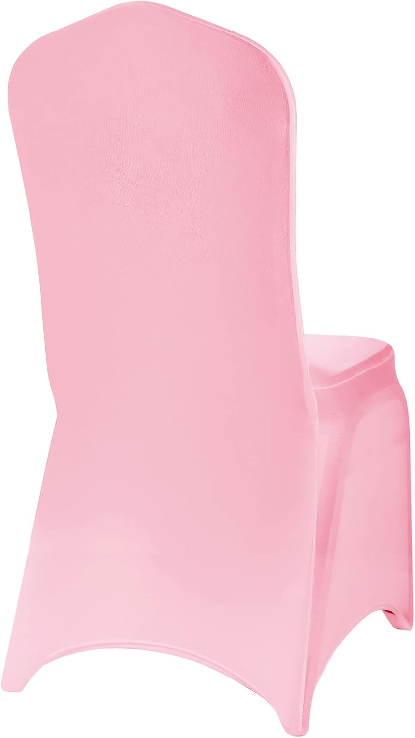 Spandex Chair Covers, 12PCS, Washable Protector for Living Room, Party, Banquet, Wedding, Hotel (Pink)