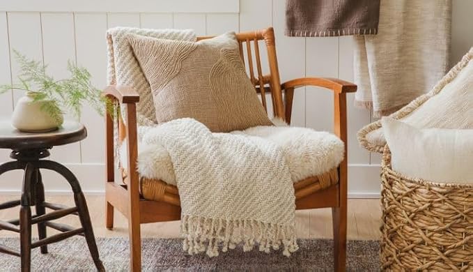 Calm Cloud Knit Throw Blanket 55x60, Soft Grey 100% Cotton Decorative Sofa and Bed Blanket, Lightweight All-Season Throw, Handwoven in India, Oeko-TEX Certified, Sofa Accent