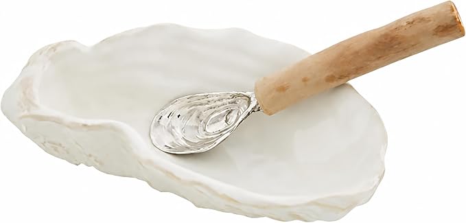 Mud Pie Oyster Bowl For Dips, Includes Oyster Dipping Spoon