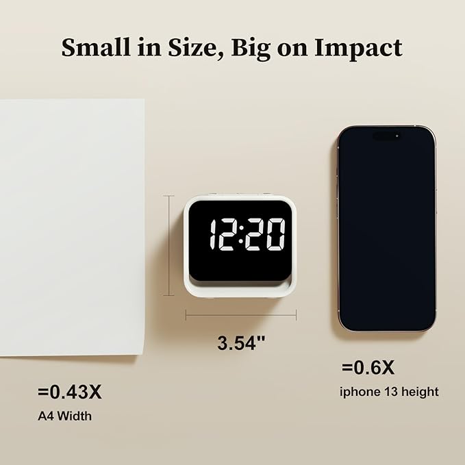 HOUSBAY Wooden Sound Machine Alarm Clock for Bedrooms - Gentle Wake-Up with Birdsong, White Noise for Sleeping, Small Digital Clock for Phone-Free Routine - Ash Wood