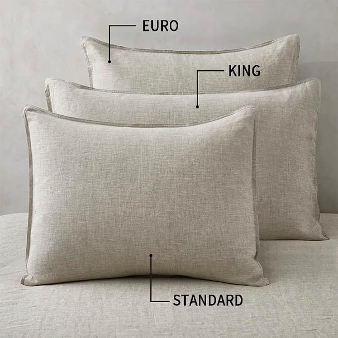 ATLINIA 100% Linen Pillowcases Set of 2, King Size 20" x 36" Pillow Case, Linen Pillow Sham