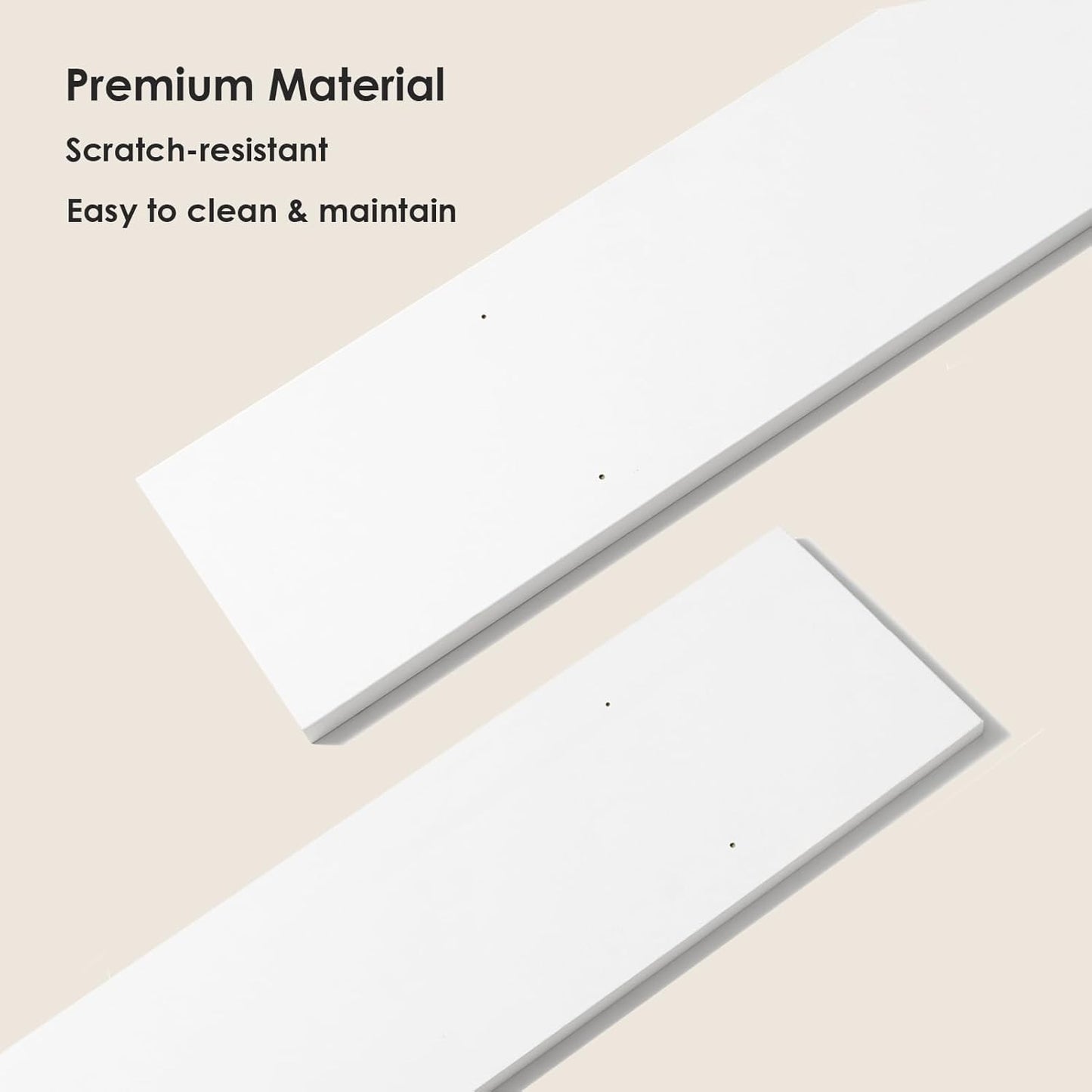 DINZI LVJ Long Wall Shelves, 23.6 Inch Large Floating Shelves Set of 2, Wide Display Shelf Wall Mounted with Brackets, Easy Hanging for Living Room, Toilet, Office, Bedroom, White