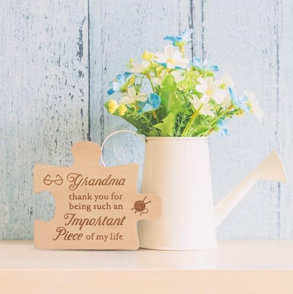 Engraved Block Puzzle Gift for Grandma for Birthday, Christmas, Grandparents day, Mothers Day Gifts for Grandma, Delicate Grandma Birthday Gifts from Granddaughter, Grandson