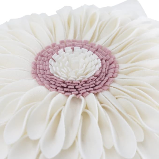 OiseauVoler Decorative 3D Flower Throw Pillow Covers Handmade Cushion Cover Cases for Couch Bed Living Room Farmhouse Home Decor 18 x 18 Inch Cream White