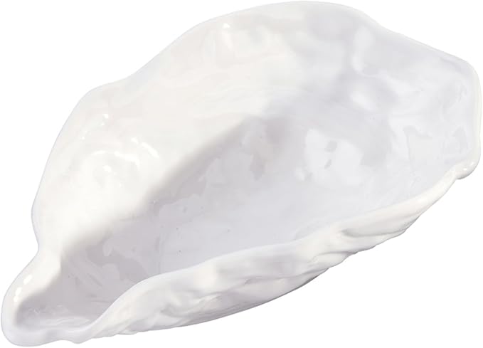 Santa Barbara Design Studios Serving Bowls - Ceramic Oyster-Shaped Bowl, Small 7.25" x 4.25", Gloss White