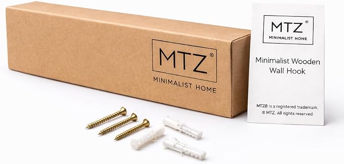 MTZ Solid Wooden Wall Mounted Coat Rack with Shelf & 5 Hidden Hooks – Modern Entryway Coat Hanger, Wood Coat Rack for Jackets, Bags & Keys, Minimalist Wall Hook Rack (White)