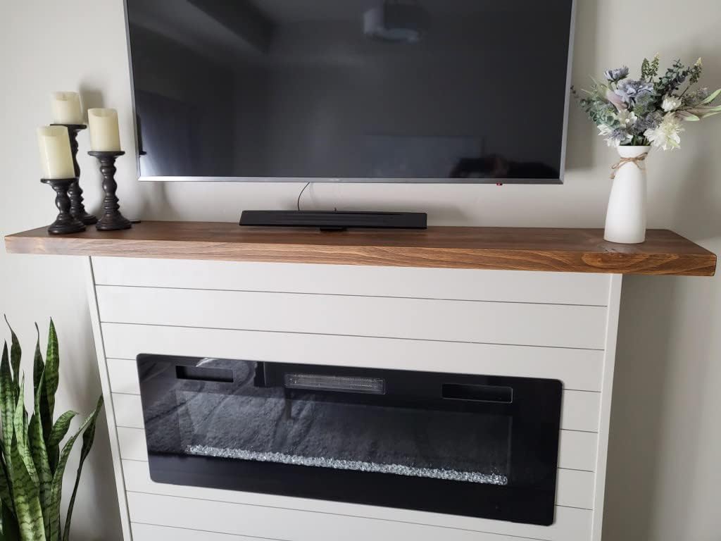 joelsantiques 60 Inch Wooden Floating Shelves for Wall - 60x8x2 in - Made of Natural Wood - Long Heavy Duty Rustic Wall Shelves for Bedroom - Perfect for Living Room, Kitchen - Medium Brown