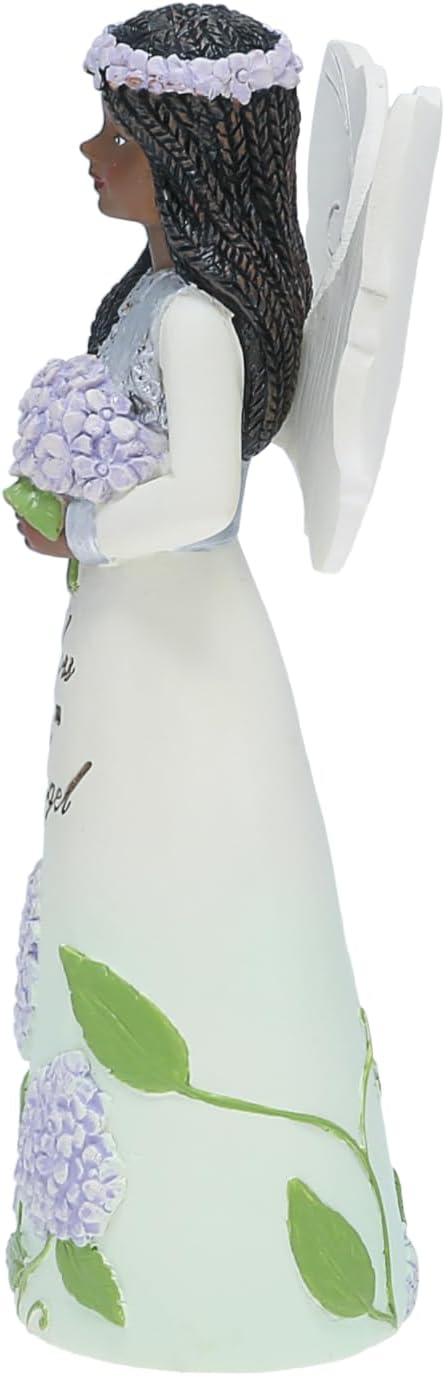 Pavilion Gift Company - You are an Angel - 5" Ebony African American Angel Figurine Floral Spring Home Decor Religious Survivor Hospital Stay Present