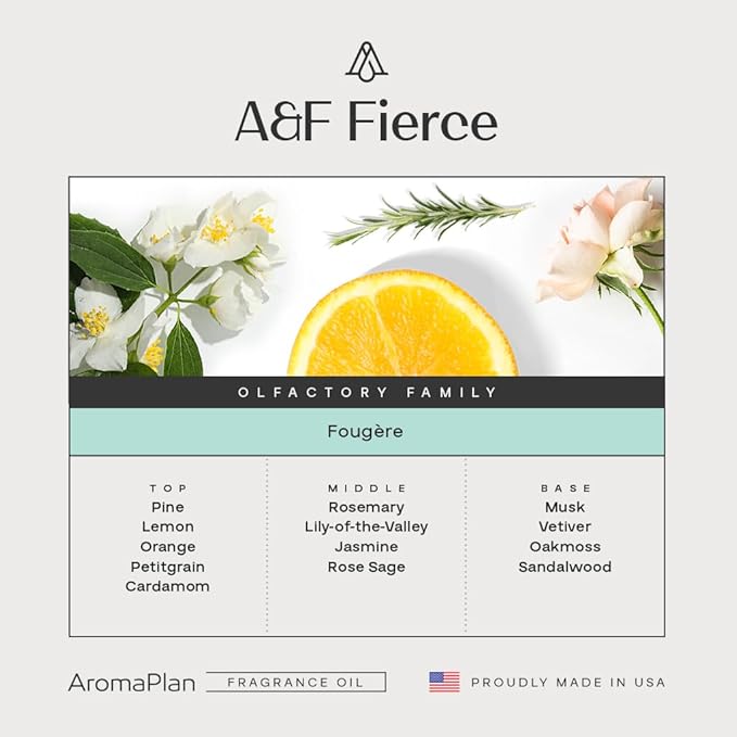 AromaPlan Hotel Scents Inspired by A+F Fierce 16 Fl Oz (473ml), Home Luxury Aroma & Hotel Diffuser Oil- Hotel Diffuser Oil for Aromatherapy- USA Made, Bigger Bottle, Bolder Aroma & Longer Lasting