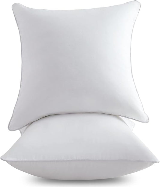 FAVRIQ 16 x 16 Pillow Inserts (Set of 2) - 16 Inch Square Interior Sofa Throw Pillow with 100% Cotton Cover - Decorative Pillow Insert Pair - White Couch Pillow