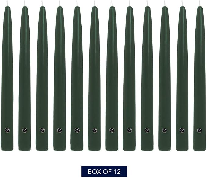 Colonial Candle Unscented Taper Candle, Handipt Collection, Evergreen, 10 in, Pack of 12 - Up to 8 Hours Burn