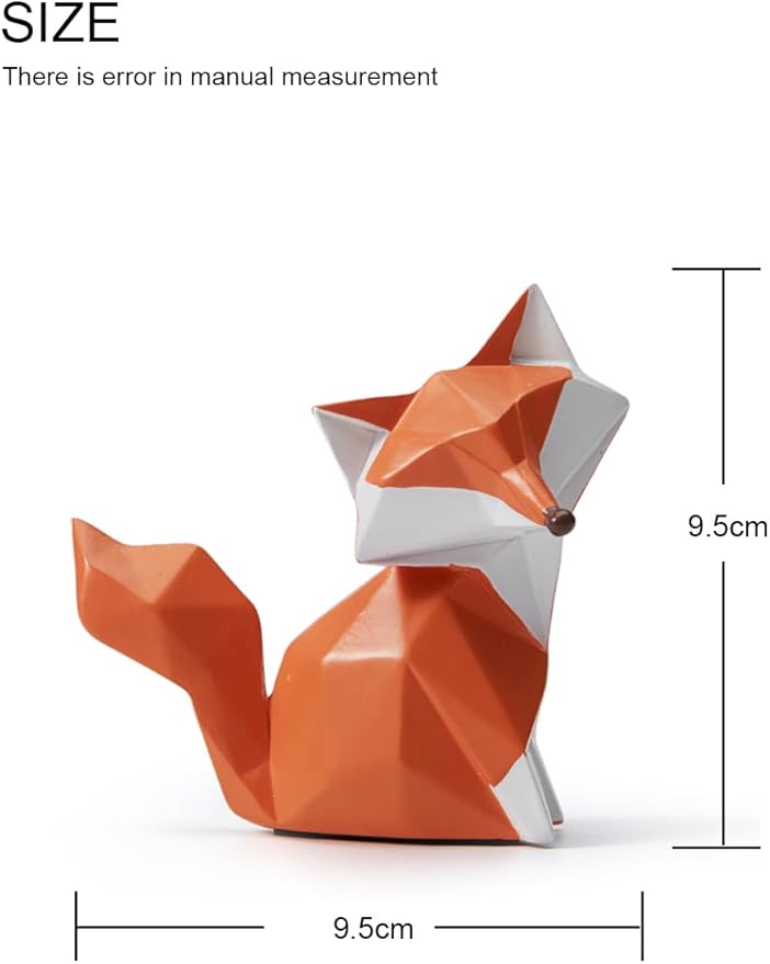 HAUCOZE Fox Statue Figurine Modern Animal Sculpture Home Decor Geometric Art Gift for Shelf Desk Living Room 4.0 Inch