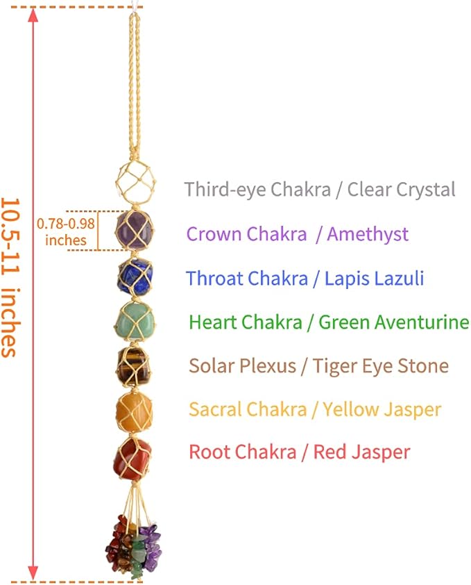 7 Chakra Healing Crystals Good Luck Indoor Home Wall Decoration Car Hanging Ornament Feng Shui Ornament Car Window Decoration Christmas Trees Ornament
