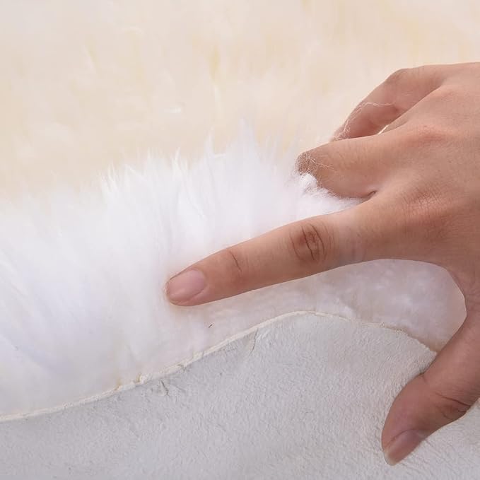 Fluffy Genuine Sheepskin Rug, Fuzzy Shaggy Fur Area Rug for Soft Fur Pray Pup Carpet, Chair Sofa Cover, Bedroom, Living Room, Double Pelt (Wolf Tipped, 2x6ft)