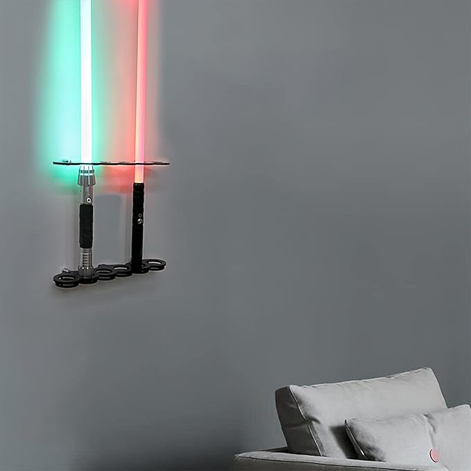 Lightsaber Wall Mount Lightsaber Stand Sword shelf Suitable for Lightsaber Stand Lightsaber Display Swords Light Saber Sword Wall Bracket (Black 6 holes)