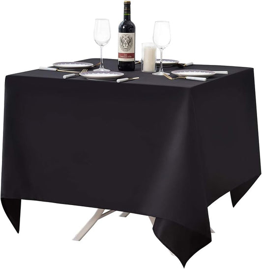 Surmente Black Square Tablecloth-52x52 Inch Table Cloth for Small Square Tables,Washable Polyester Table Cover for Weddings, Banquets, or Restaurants