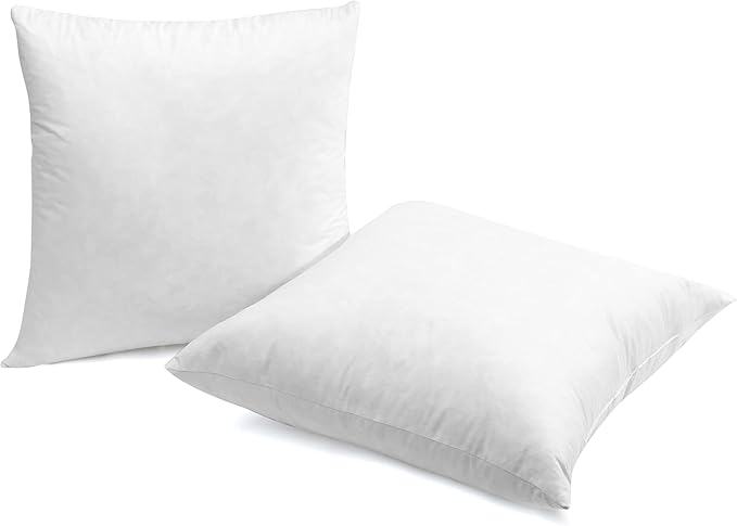 SNUG&COZY Luxury Goose Down Feather Pillow Inserts - 20x20IN, Double Layered Down-Proof Design, Ultra-Soft Cover, High Fill Weight, Pack of 2, White